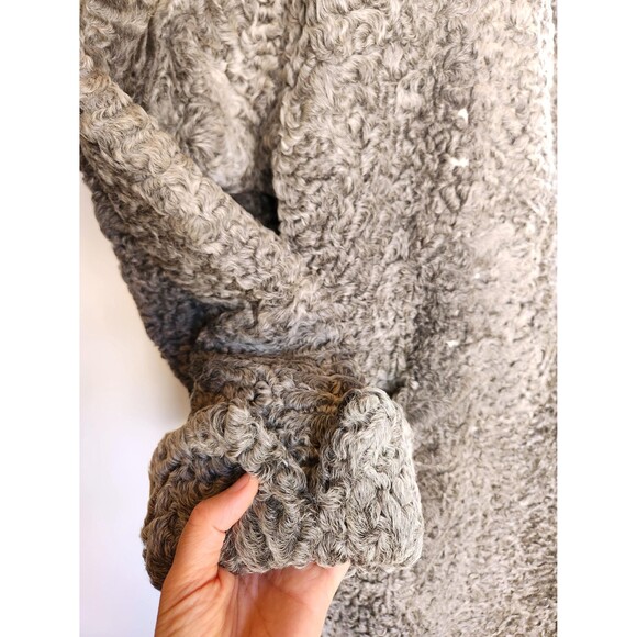 40s 50s Gray Silver Persian Curly Astrakhan Lamb Jacket Coat ITALIAN L XL - Picture 6 of 11